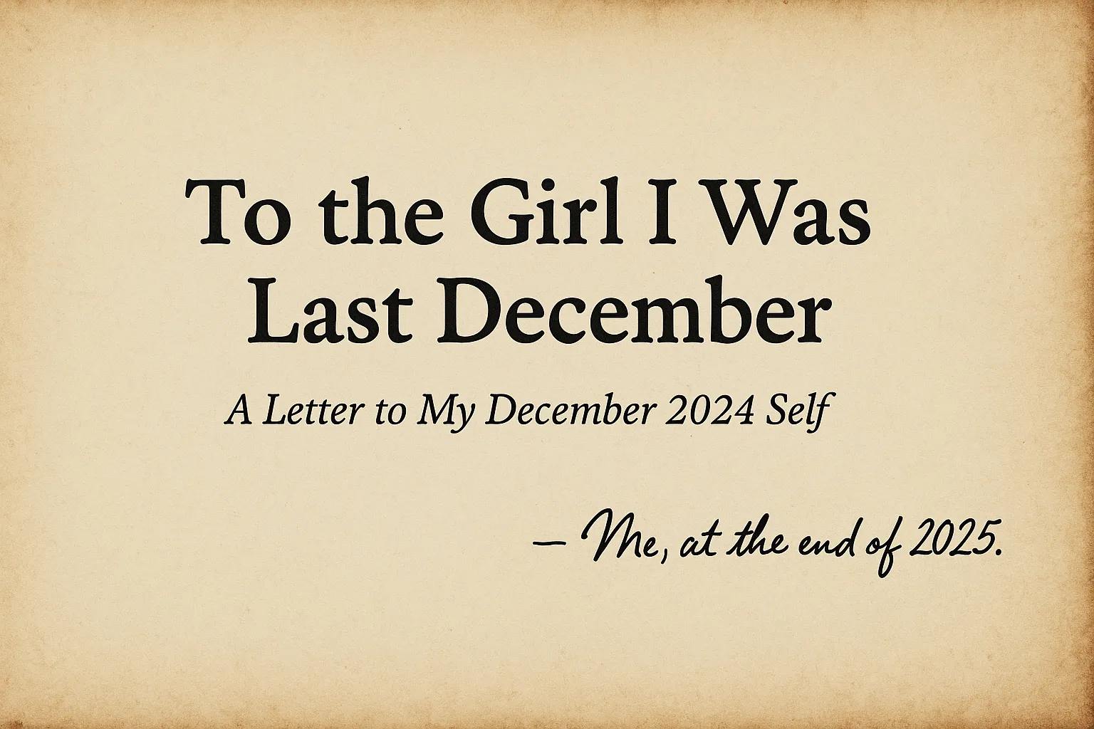To the Girl I Was Last December